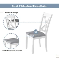 Streamdale Furniture Rustic Minimalist Wood 5-Piece Dining Table Set With 4 Xback Chairs For Small Places