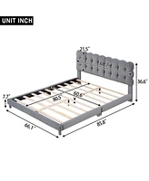 Streamdale Furniture Queen Size Upholstered Platform Bed With Soft Headboard