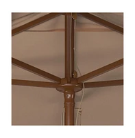Aklin 6.5Ft X 10Ft Rectangle Wooden Pulley Market Umbrella (No Tilt)