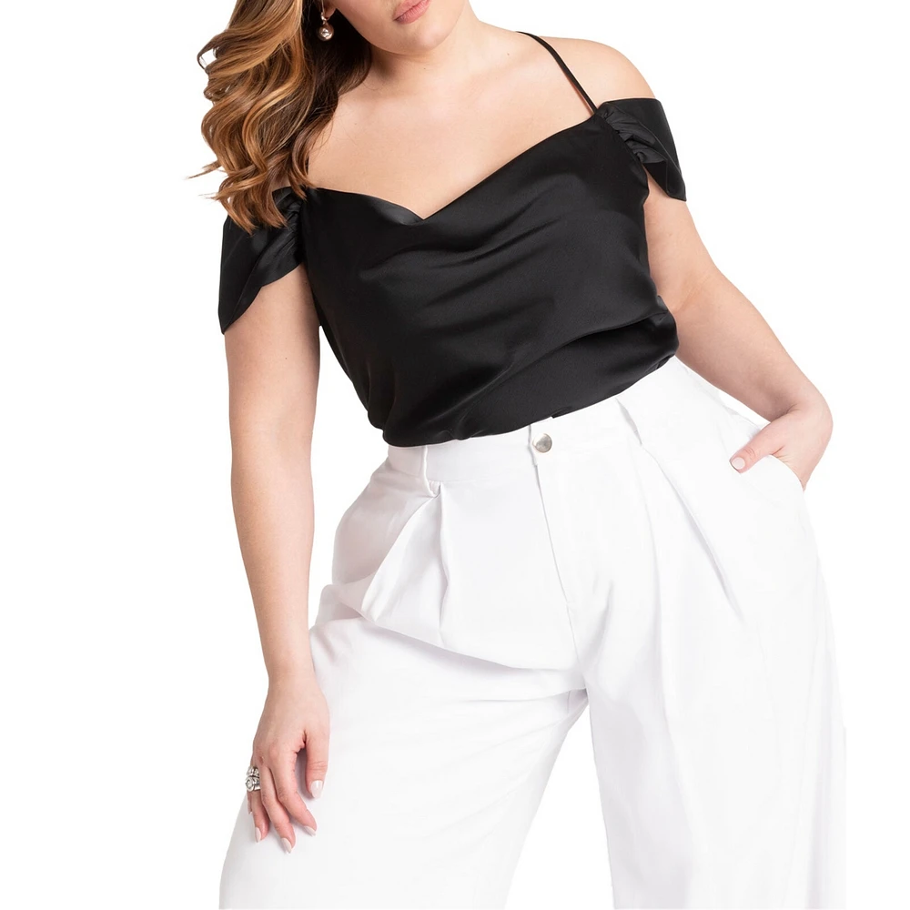 Eloquii Plus Off The Shoulder Cowl Neck Blouse