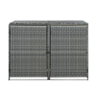 vidaXL Double Wheelie Bin Shed Poly Rattan Anthracite 58.3"x30.3"x43.7"