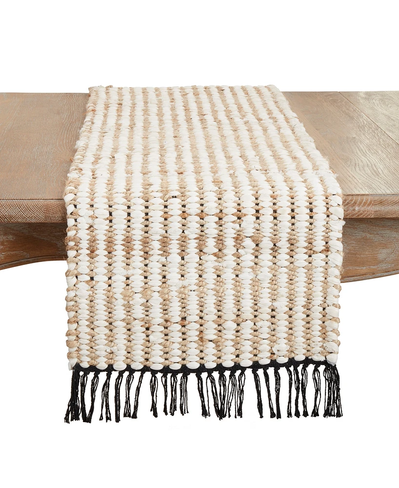 Saro Lifestyle Chunky Chindi Fringed Table Runner, 16"x72"