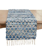 Saro Lifestyle Woven Chindi Net Fringed Table Runner, 16"x72"