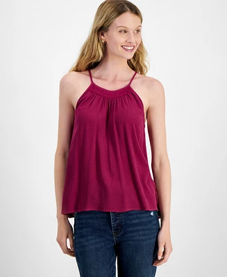 Hippie Rose Juniors' Crochet-Trim High-Neck Tank Top