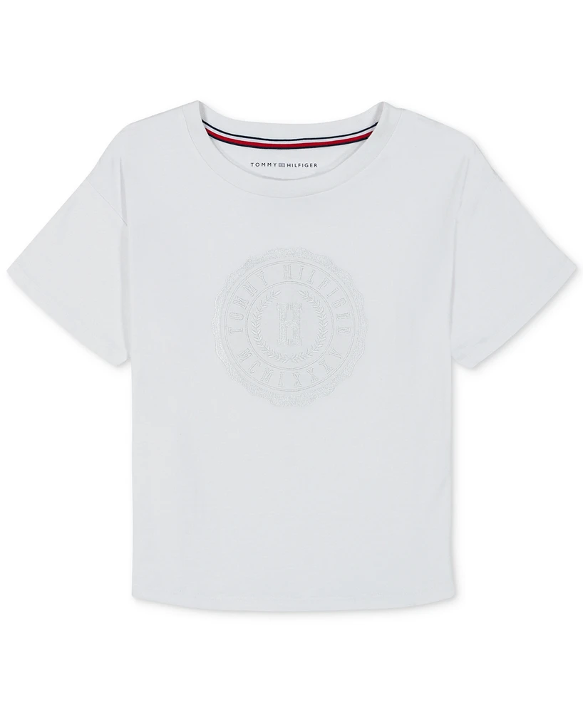 Tommy Hilfiger Little Girls Embroidered Crest Short-Sleeve Boxy T-Shirt