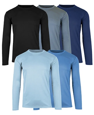 Galaxy By Harvic Men's Long Sleeve Moisture-Wicking Performance Crew Neck Tee - Pack