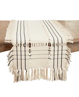 Saro Lifestyle Plaid Hemstitch Table Runner, with Fringe, 16"x72"