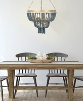 Storied Home 2-Tier Draped Wood Bead Chandelier