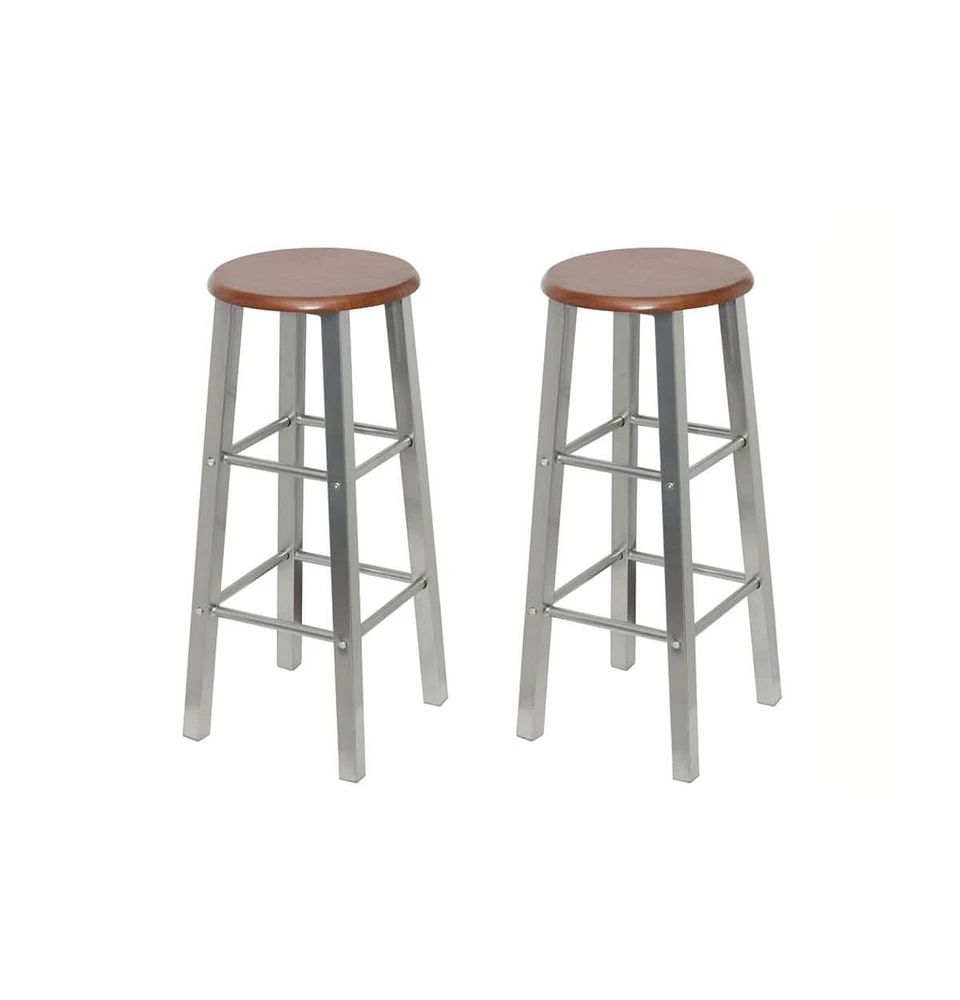 vidaXL Bar Stools 2 pcs Metal with Mdf Seat