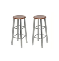 vidaXL Bar Stools 2 pcs Metal with Mdf Seat