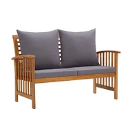 vidaXL Patio Bench with Cushions 46.9" Solid Acacia Wood