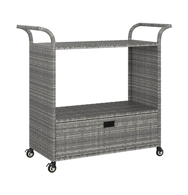 vidaXL Bar Cart with Drawer 39.4"x17.7"x38.2" Poly Rattan