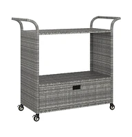 vidaXL Bar Cart with Drawer 39.4"x17.7"x38.2" Poly Rattan