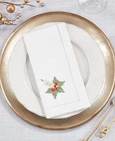 Saro Lifestyle Festive Candle Embroidered Napkin Set of 6, 20"x20"