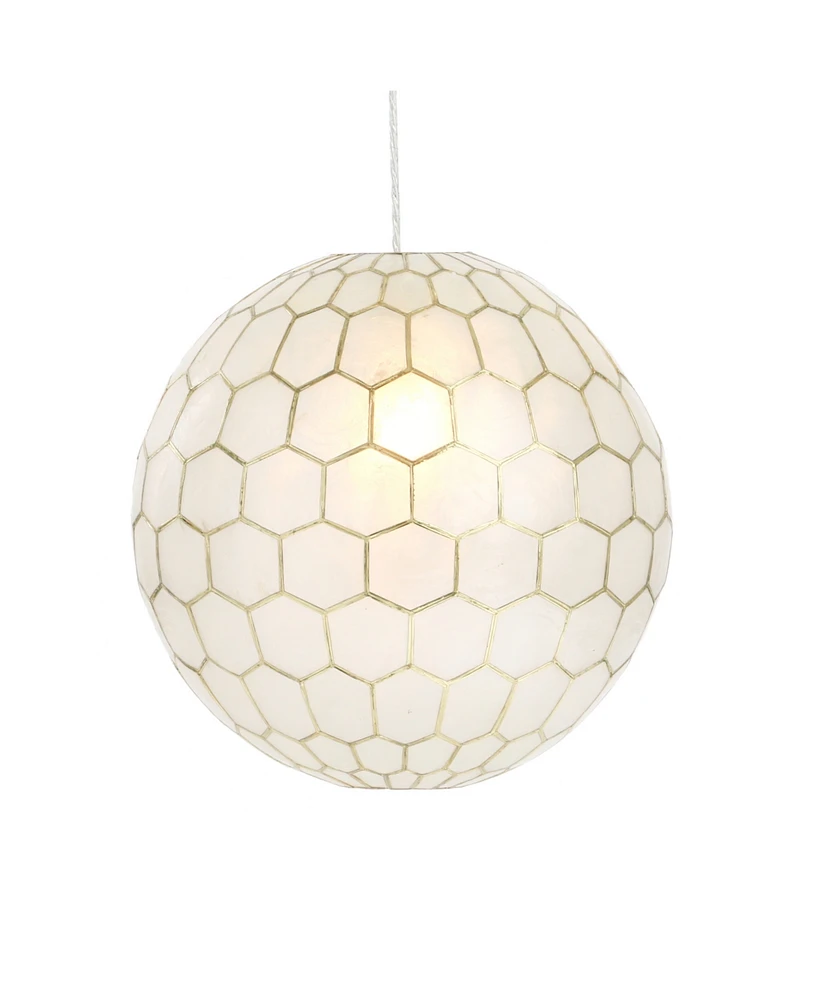 Storied Home Capiz Honeycomb Globe Pendant Light Capiz White Seashells