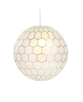 Storied Home Capiz Honeycomb Globe Pendant Light Capiz White Seashells