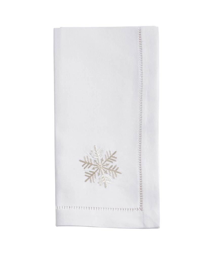 Saro Lifestyle Snowy Delight Embroidered Napkin Set of 6, 20"x20"