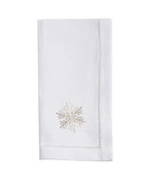 Saro Lifestyle Snowy Delight Embroidered Napkin Set of 6, 20"x20"