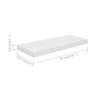 vidaXL Floating Wall Shelves 2 pcs High Gloss White 23.6"x9.3"x1.5" Mdf