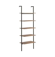 vidaXL 5-Tier Leaning Shelf Dark Brown and Black 25.2"x13.8"x72.8"