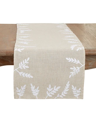 Saro Lifestyle Foliage Embroidery Table Runner