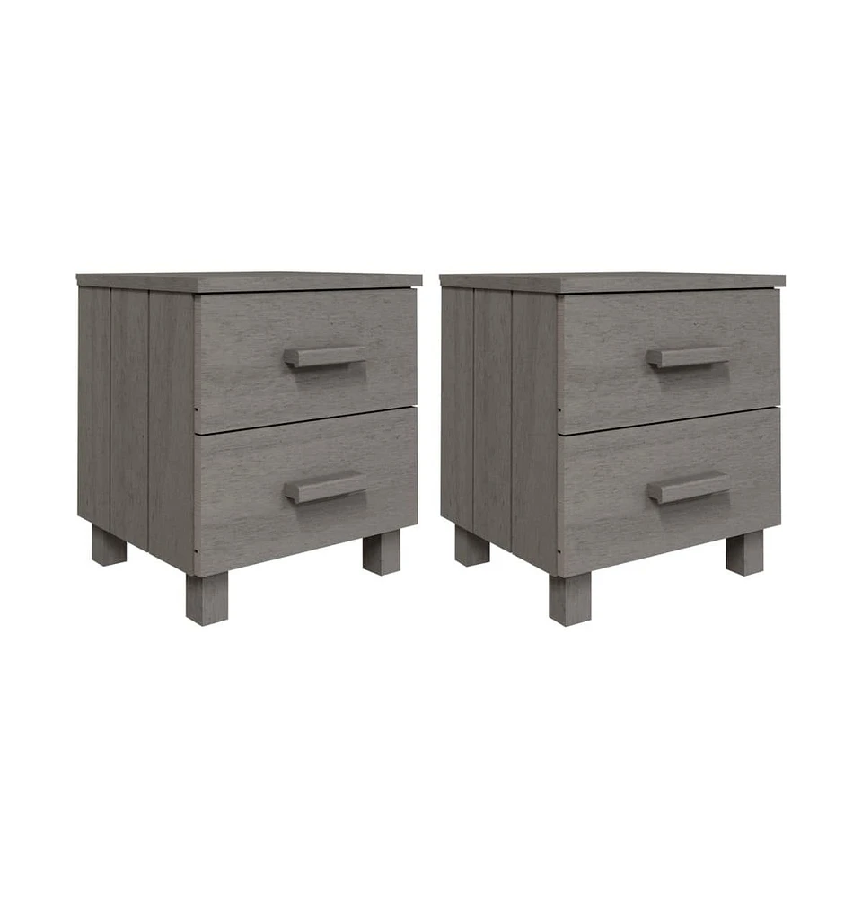 vidaXL Bedside Cabinets Hamar 2 pcs Light Gray 15.7"x13.8"x17.5" Solid Wood