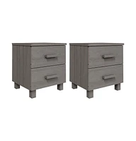 vidaXL Bedside Cabinets Hamar 2 pcs Light Gray 15.7"x13.8"x17.5" Solid Wood