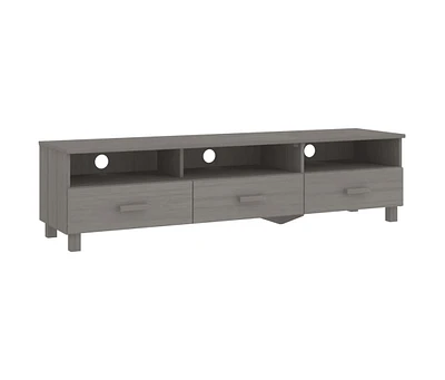 vidaXL Tv Stand Hamar Light Gray 62.2"x15.7"x15.7" Solid Wood Pine