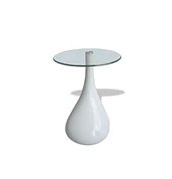 vidaXL Coffee Tables 2 pcs with Round Glass Top High Gloss White