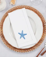 Saro Lifestyle Embroidered Starfish Serenade Napkin Set of 6, 20"x20"