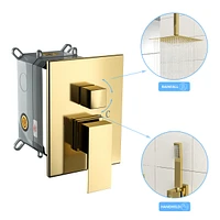 10" Rain Shower Head Systems, Gold, Ceiling Mounted Shower