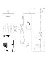 Streamdale Furniture 10" Rain Shower Head Systems With Waterfall Tub Spout, Matte, Wall Mounted Shower