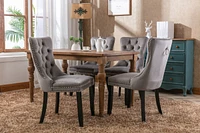 Contemporary Velvet Upholstered Dining Chair Set, Gray, 2-Pcs