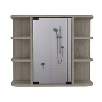 Roseburg 6-Shelf Medicine Cabinet With Mirror Light Grey
