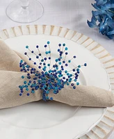 Saro Lifestyle Beaded Design Napkin Ring Set of 4,