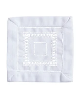 Saro Lifestyle Traditional Hemstitch Cocktail Napkin Set of 12 6"x6"