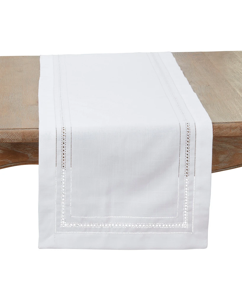 Saro Lifestyle Traditional Hemstitch Table Runner