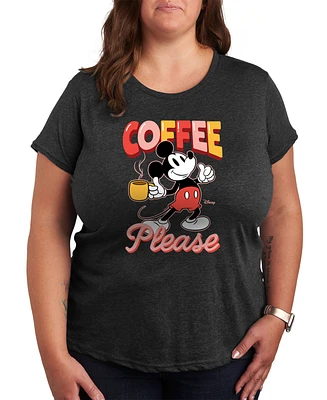 Hybrid Apparel Trendy Plus Mickey Mouse Coffee Please Graphic T-Shirt