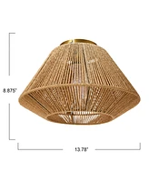 Storied Home Coastal Ceiling Lamp with Natural Paper Rope Shade and Iron Base