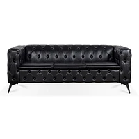 84.06 Inch Width Traditional Square Arm Removable Cushion 3 Seater Sofa