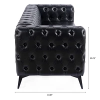 84.06 Inch Width Traditional Square Arm Removable Cushion 3 Seater Sofa