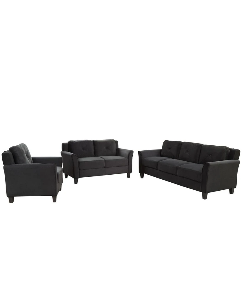 Simplie Fun Button Tufted 3 Piece Chair Loveseat Sofa Set