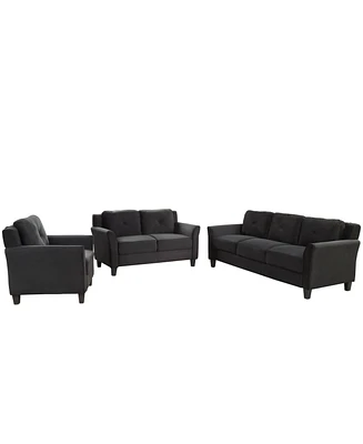 Simplie Fun Button Tufted 3 Piece Chair Loveseat Sofa Set