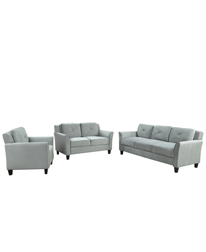 Simplie Fun Button Tufted 3 Piece Chair Loveseat Sofa Set