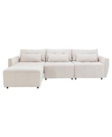 Simplie Fun 3-Seat Convertible L-Shaped Sofa with Movable Ottoman