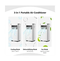 Slickblue 8000 Btu 3-in-1 Portable Air Conditioner with Remote Control-White