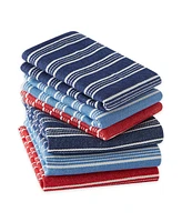 Design Imports Heavy Duty Kitchen Cleaning Collection, Long-Lasting Quality, Cotton Dish Towel, 18x28"; Dish Cloth, 13x13", Starboard Stripe, 2 Piece