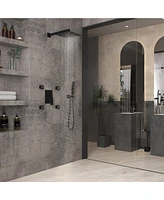 Mondawe High Pressure Wall Mounteded Pressure-Balanced 3 Functions Shower System with4 Body Jets and Rough-in Valve in Matte Black