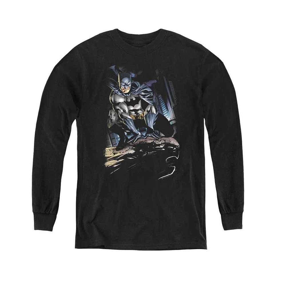 Batman Boys Youth Perched Long Sleeve Sweatshirts