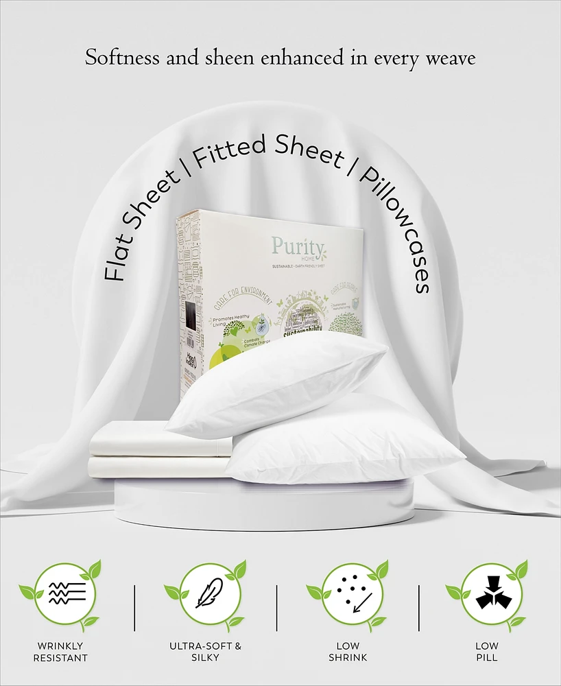 Purity Home 400 Thread Count Cotton Sateen 4 Pc Sheet Set Queen